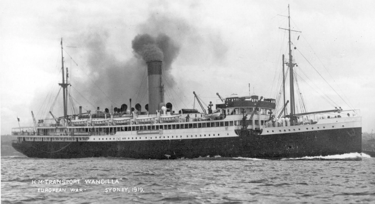 SS Wandilla. Фото сделано уже после возвращения судна с Первой мировой войны