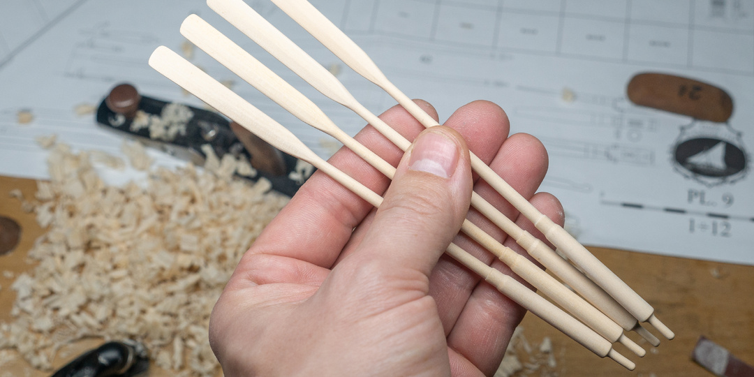 Выпуск №16. Вёсла и багор. Постройка модели Gozzo S.Caterina 1759 в масштабе 1:12. Судомоделизм.