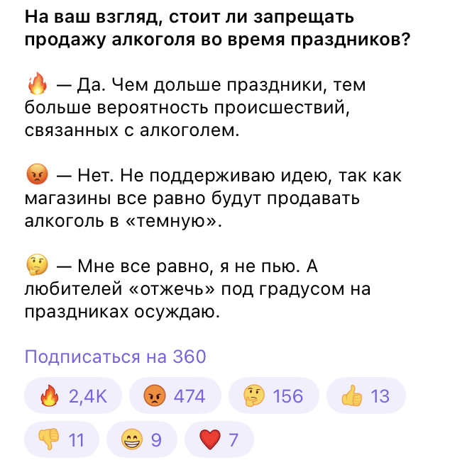    Аудитория ТГ-канала "360" тем временем проголосовала так же, как и жители Чувашии. Фото: скриншот t.me/tv360