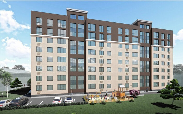 Северная сторона - граничит с жилыми одноэтажными домами (видовые квартиры на центр, начиная с 3-го этажа)