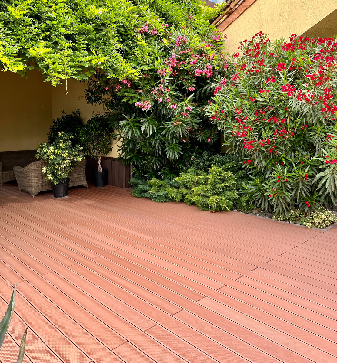 Напольное покрытие из ДПК. Фото из портфолио производителя ECODECKING
