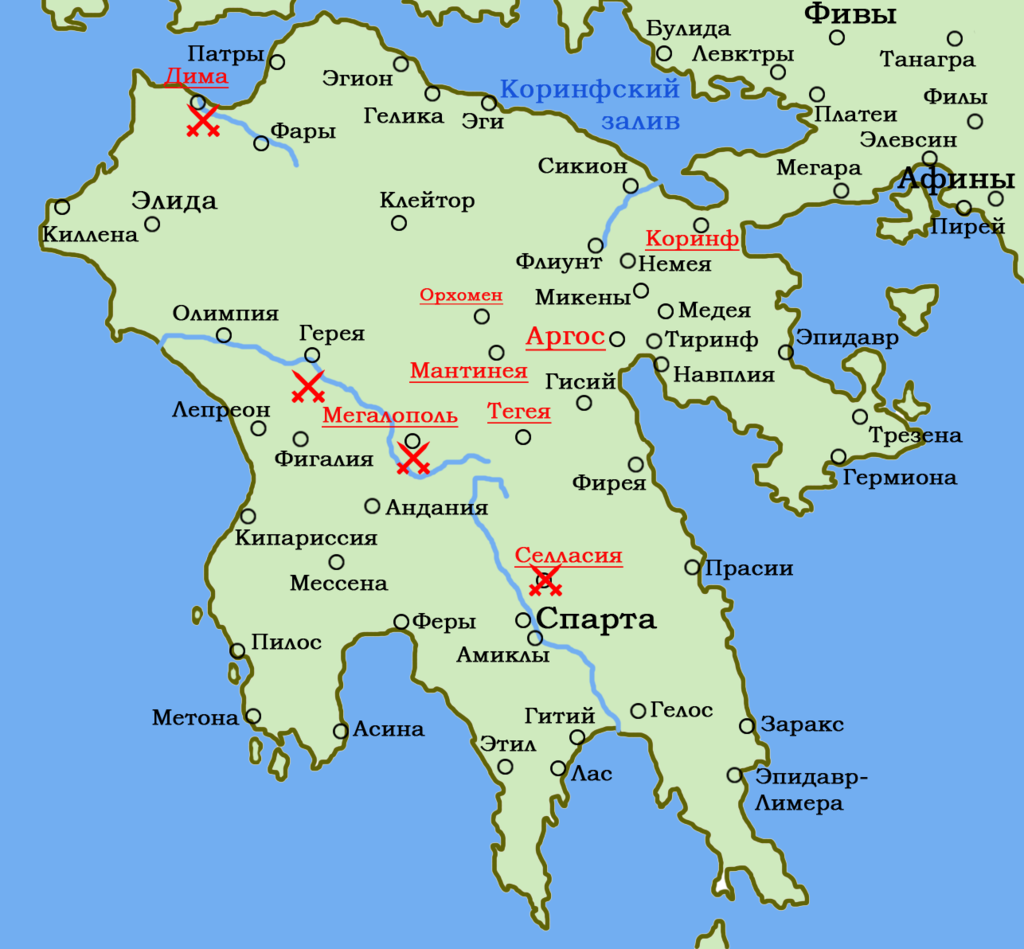 Карта Пелопоннеса 