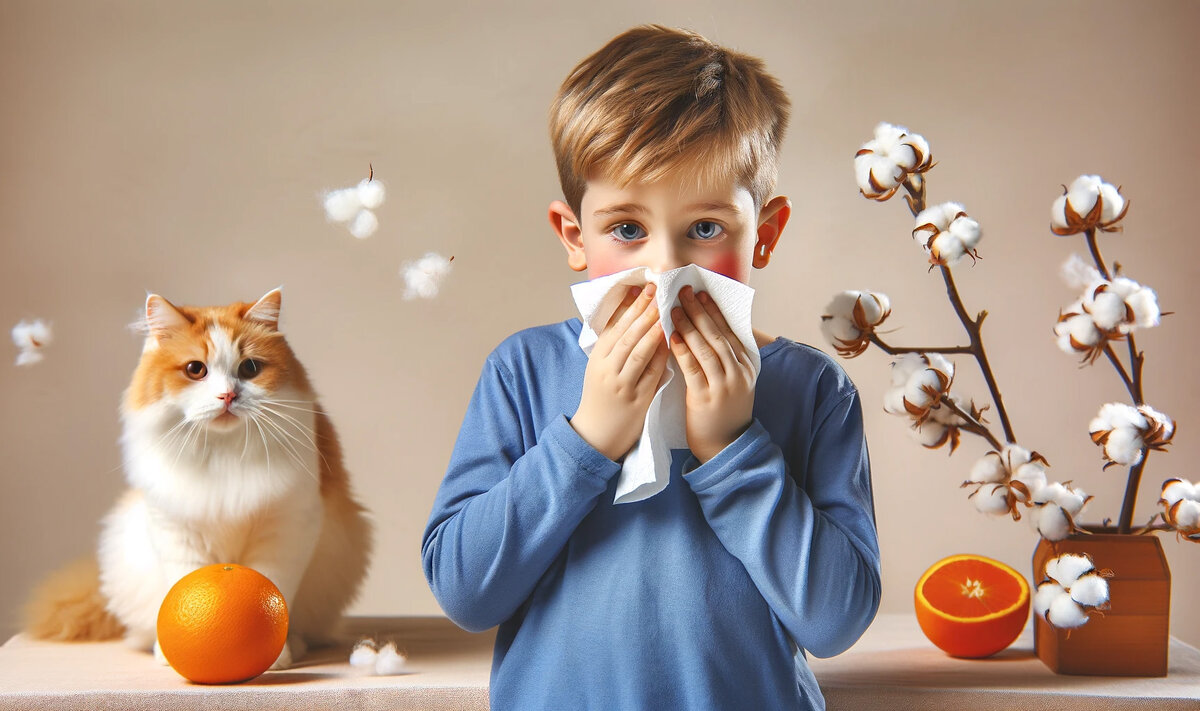 У меня красивый кот, только я чихаю вот!