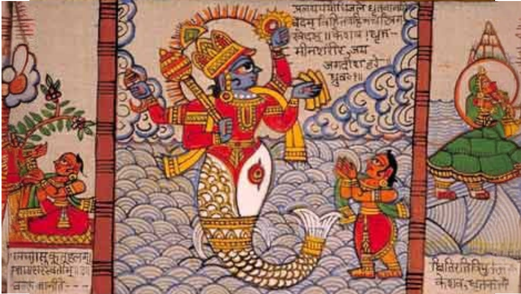 В Камбодже в храме Змеиного храма Nug kon-Wat есть изображение бога Вишну, появляющегося изо рта Рыбы. Изображение из открытых источников сети Интернет