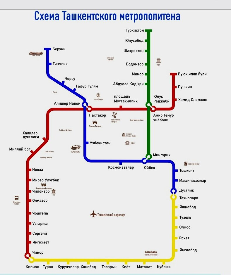 Схема метро Ташкента. 