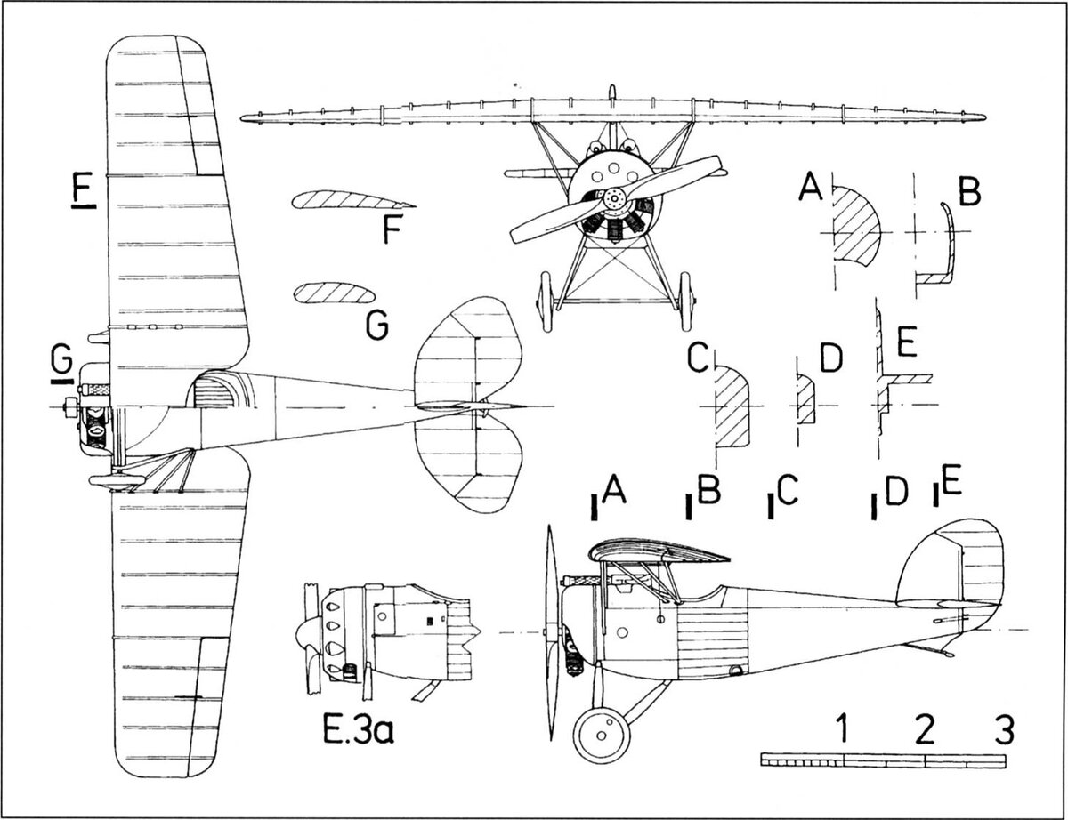  схемы истребителей Kondor E.3 и Е.3а (D.I)