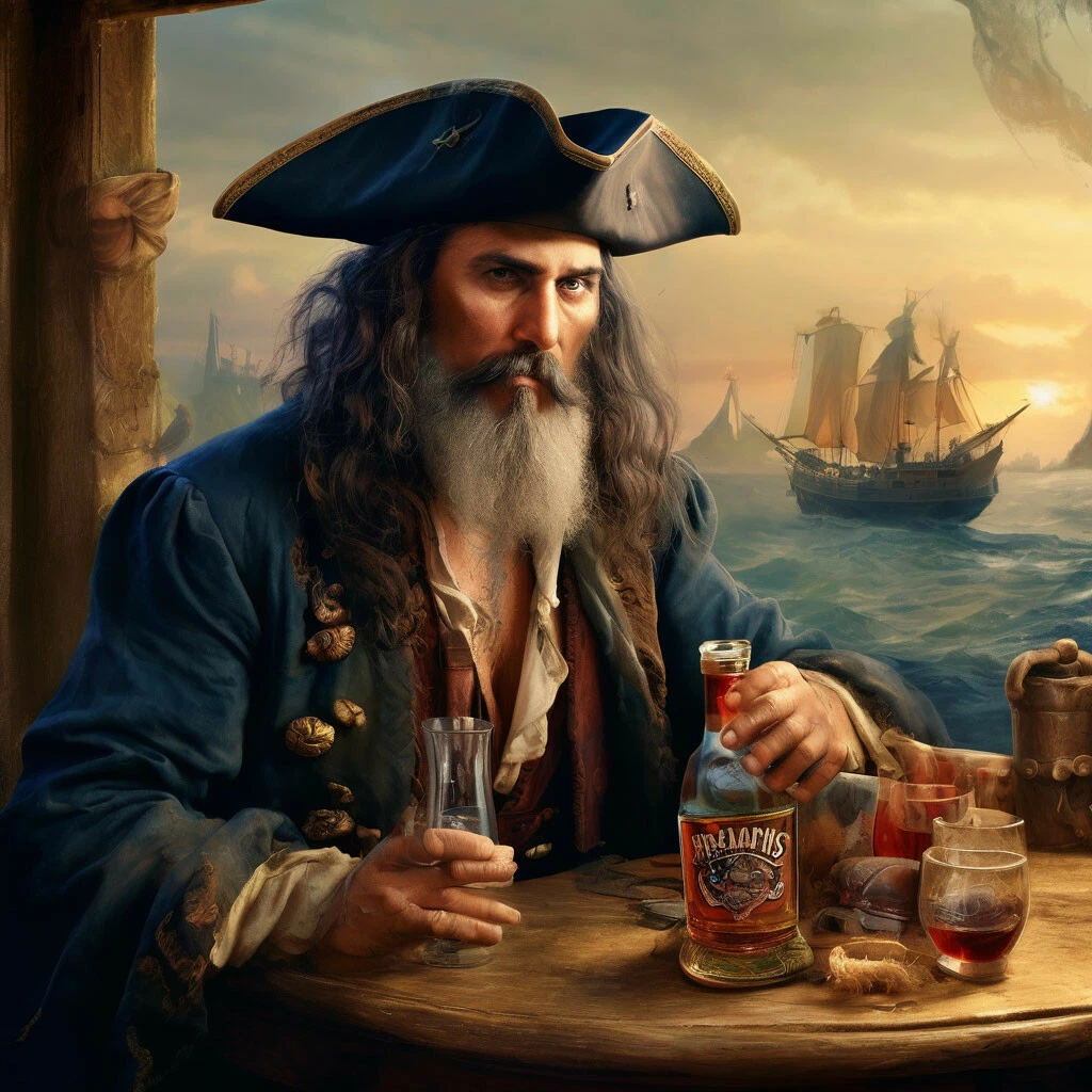 Пират и бутылка рома