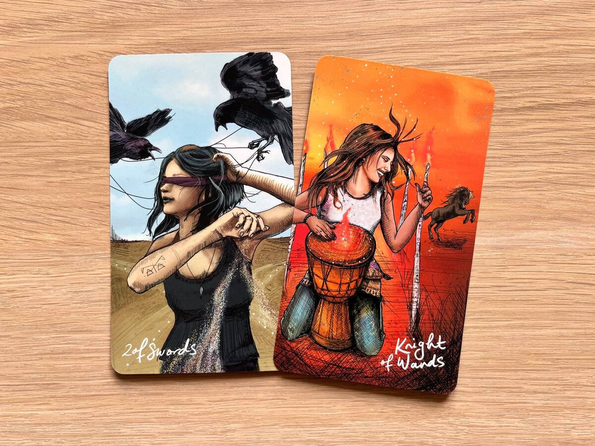 2 мечей, рыцарь жезлов