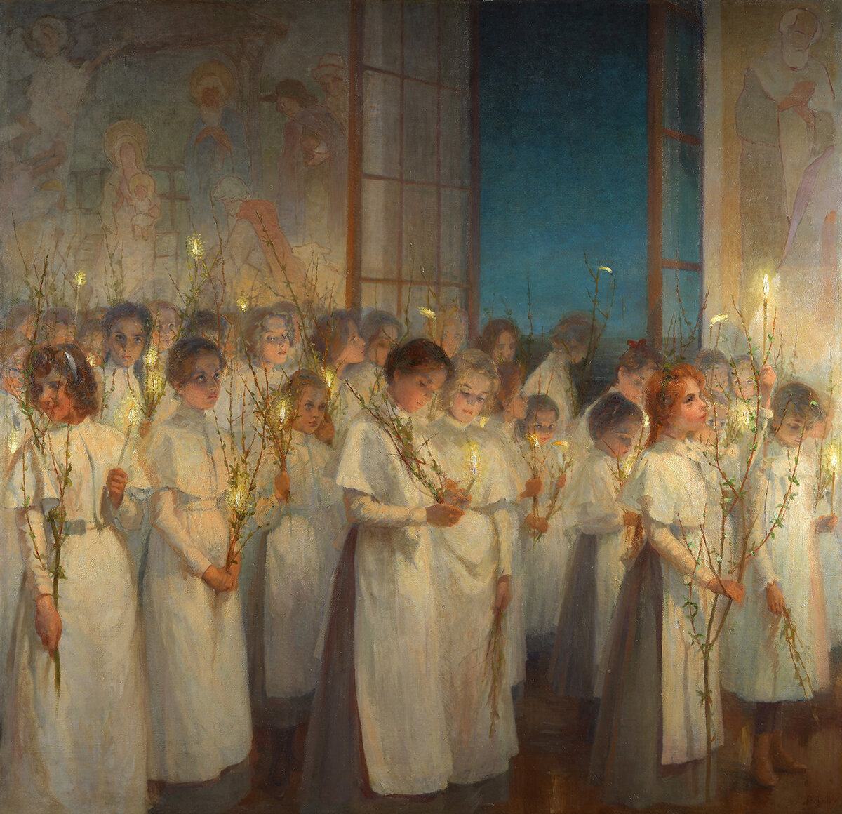 С.И. Блонская «Девочки. Вербное воскресенье», 1900. Картина после реставрации © ГРМ