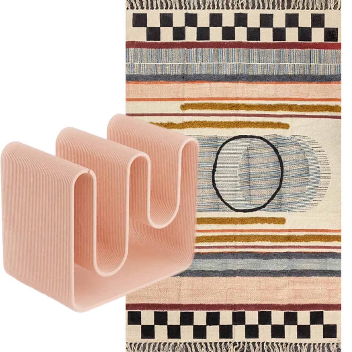     Eburet Mini пудровый, Eburet; Индийский ковер из хлопка MLT-2 90X150 см, KILIM PRINT
