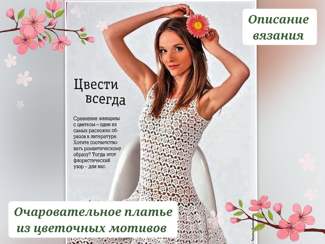 Ажурное летнее платье крючком. Коллаж автора.