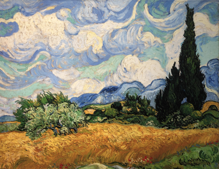 Ван Гог. Пшеничное поле с кипарисами. 1889