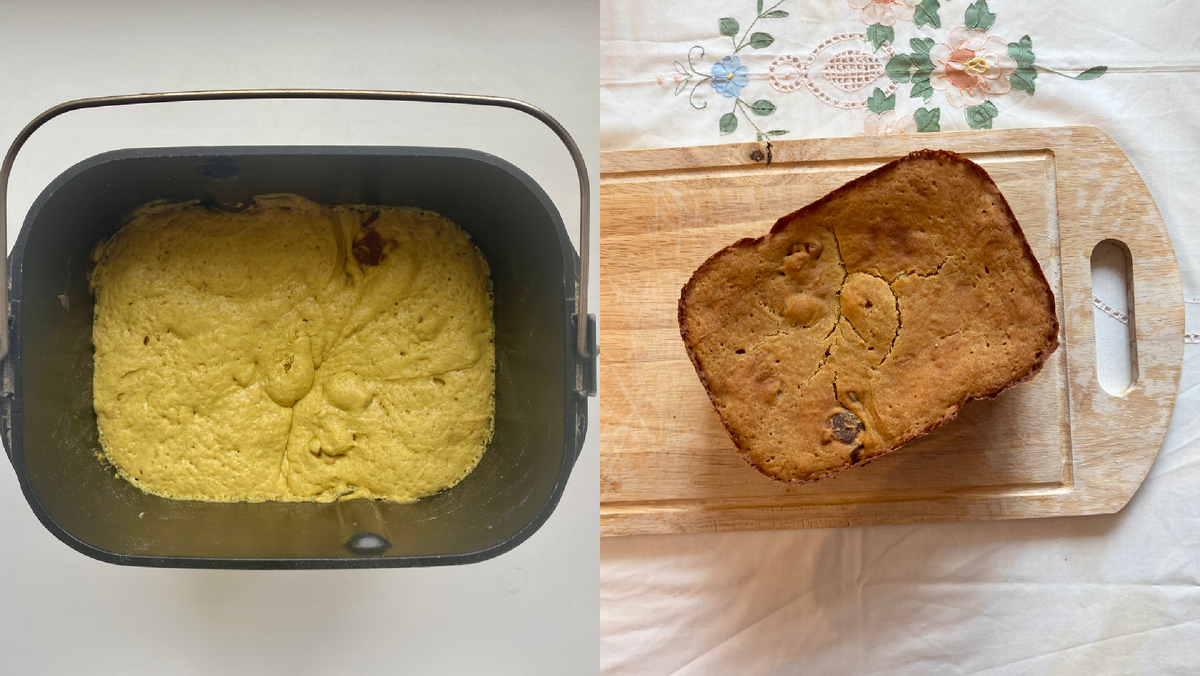 Тесто после расстойки и свежеиспеченное