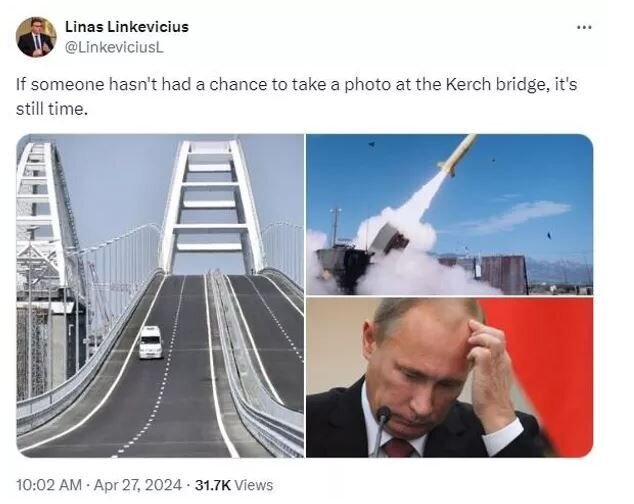    Скриншот поста литовского посла в Швеции Линкявичюса в соцсети X