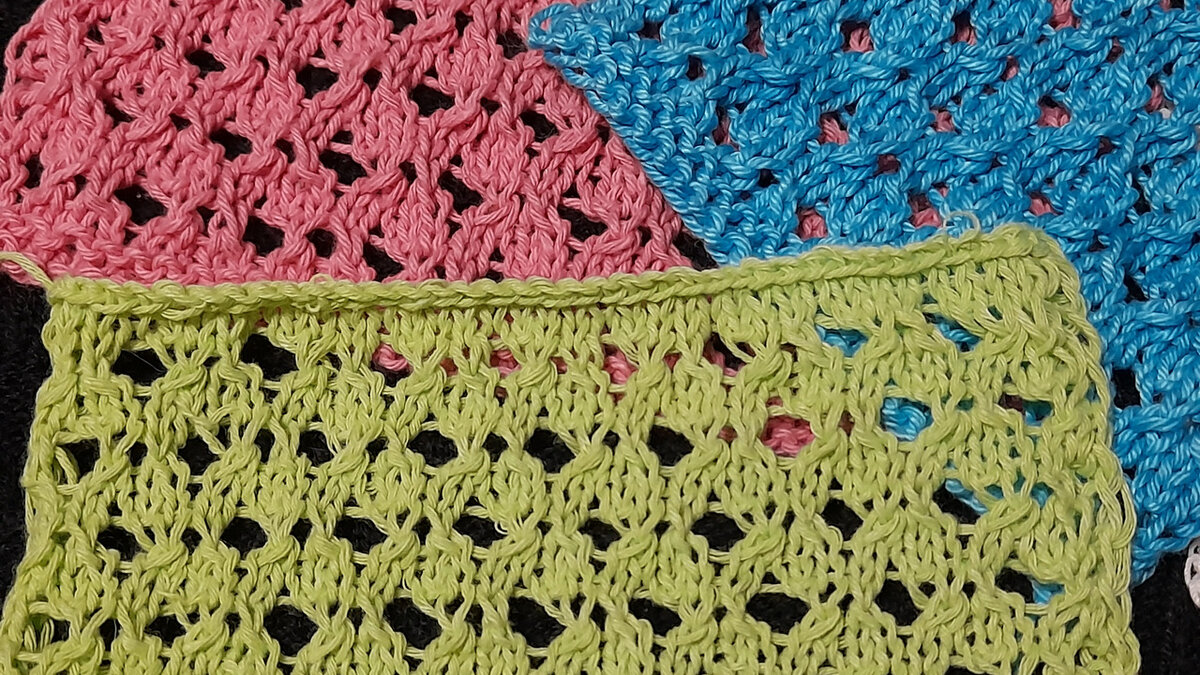 Простой ажурный дырчатый узор вязаный спицами. Рукоделие Вера