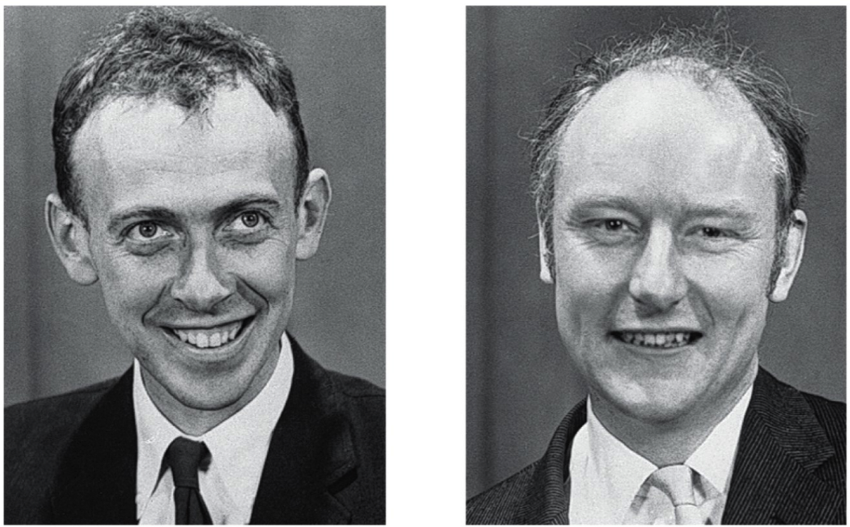 Слева Джеймс Уотсон, справа Фрэнсис Крик