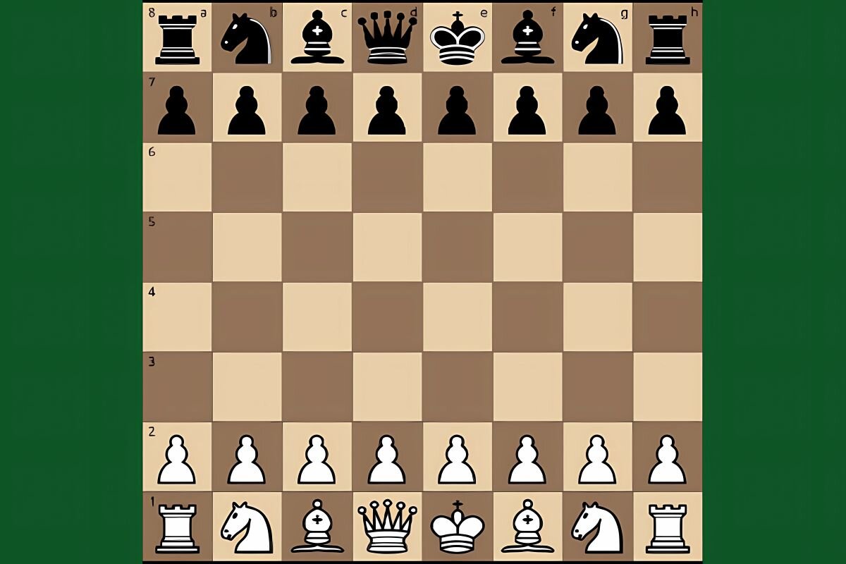 Расстановка фигур в начале игры. Источник: playhop.com📷
