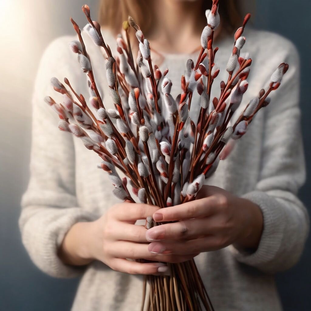 Букет веточек вербы (Изображение сгенерировано ИИ в Приложении ШЕДЕВРУМ)