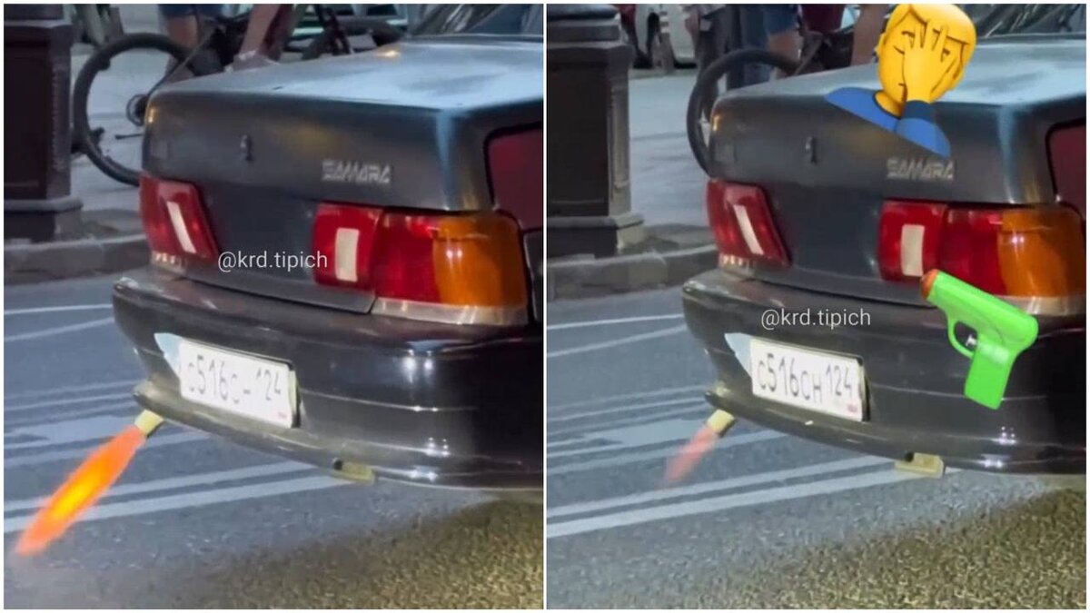 Автомобиль на Красной издавал звуки, схожие с выстрелами. Фото: скрин видео соцсети