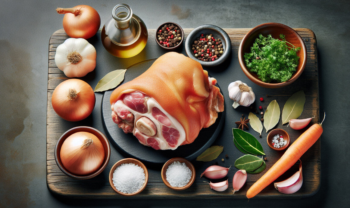 Ингредиенты для приготовления свиной рульки