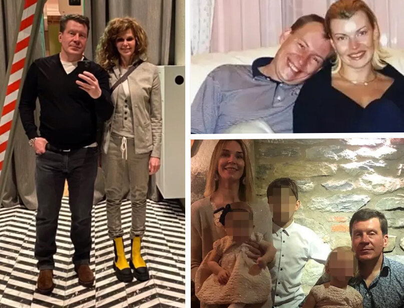 Регина Мянник и Павел Свирский. Справа вверху Павел Свирский и Лада Дэнс. Справа внизу Павел Свирский с женой Людмилой и детьми