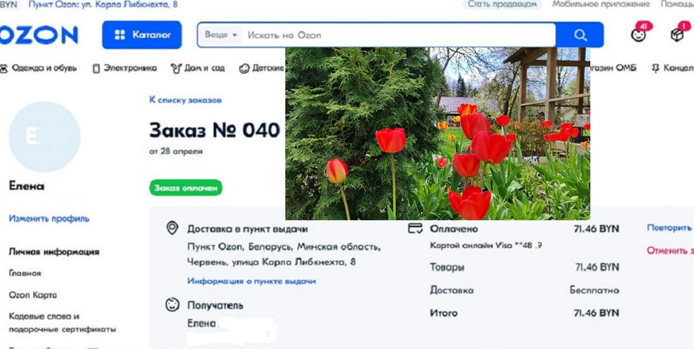 Мой заказ. Тюльпаны тоже мои.