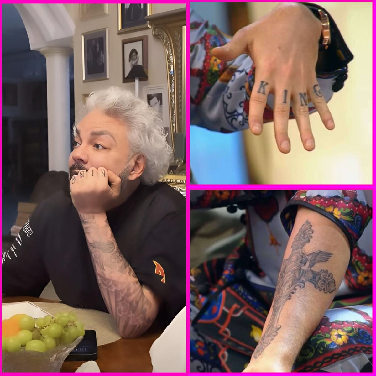 "Philip Kirkorov squats in tattoos" - image created in Shedevrum