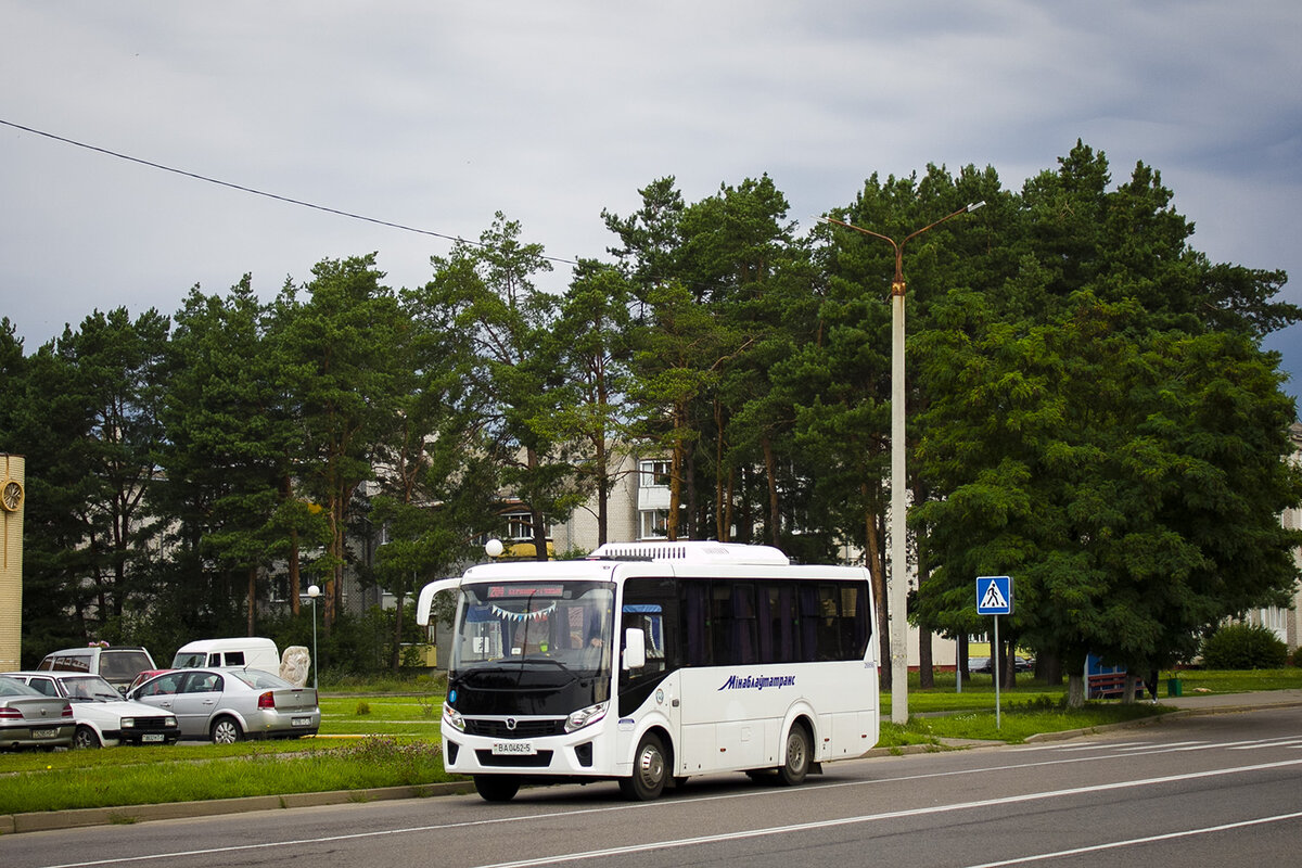 Пригородный ПАЗ "Вектор Next" на маршруте 204 в городе Берёза