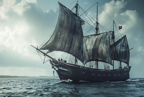    Датский корабль «Грибсхунден» в представлении ИИ