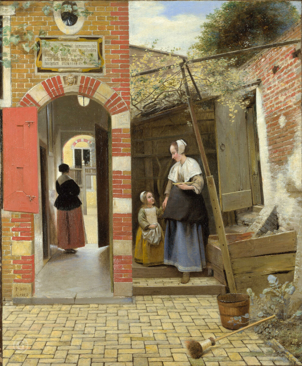 The Courtyard of a House in Delft by Pieter de Hooch 