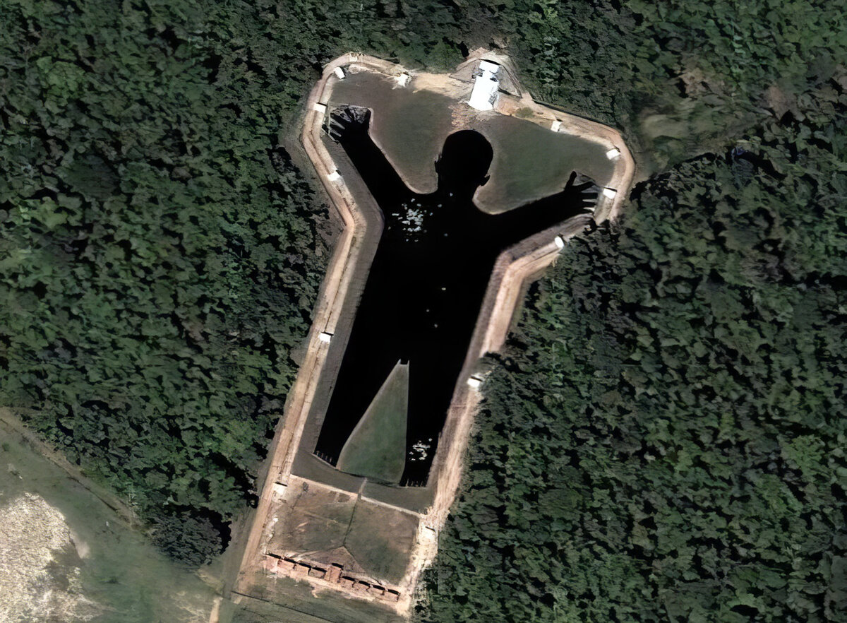Озеро в форме человека / Спутниковые карты