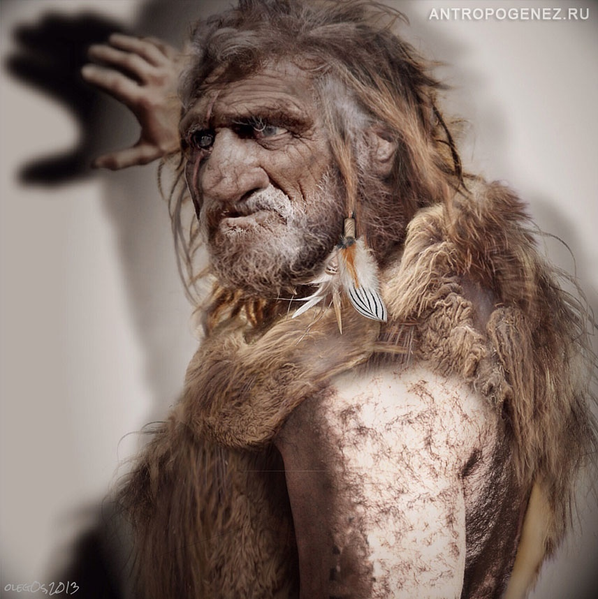 Реконструкция неандертальца, выполненная Олегом Осиповым специально для АНТРОПОГЕНЕЗ.РУ