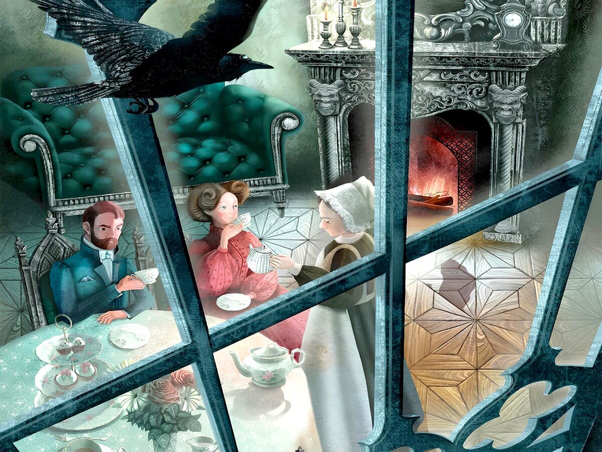 Иллюстрация художницы Анастасии Сикилинды к новелле «Кентервильское привидение» Оскара Уайльда №2.