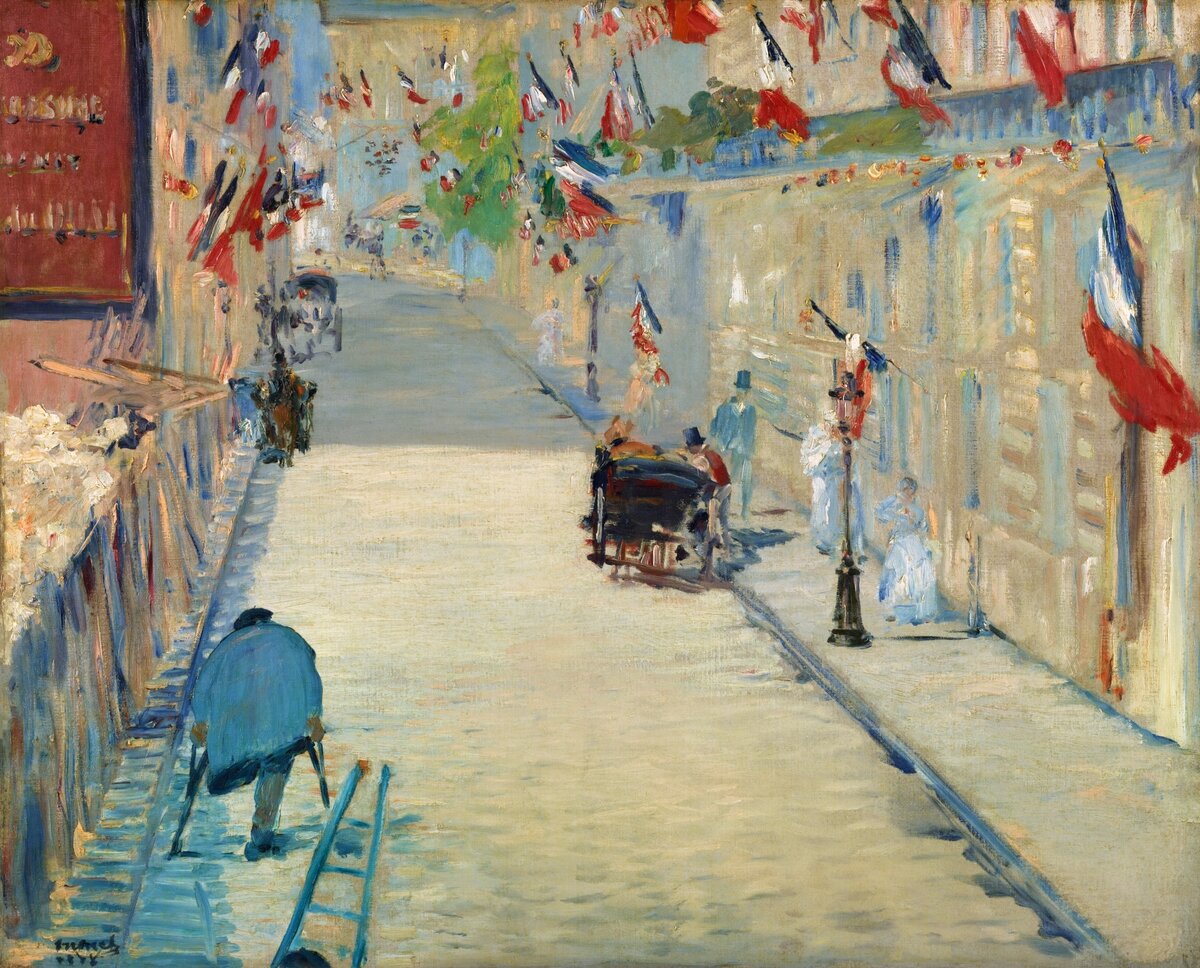 The Rue Mosnier with Flags (1878) painting in high resolution by Edouard Manet. Original from The Getty. Digitally enhanced by rawpixel.