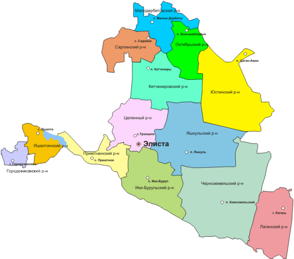 Административная карта Республики Калмыкия