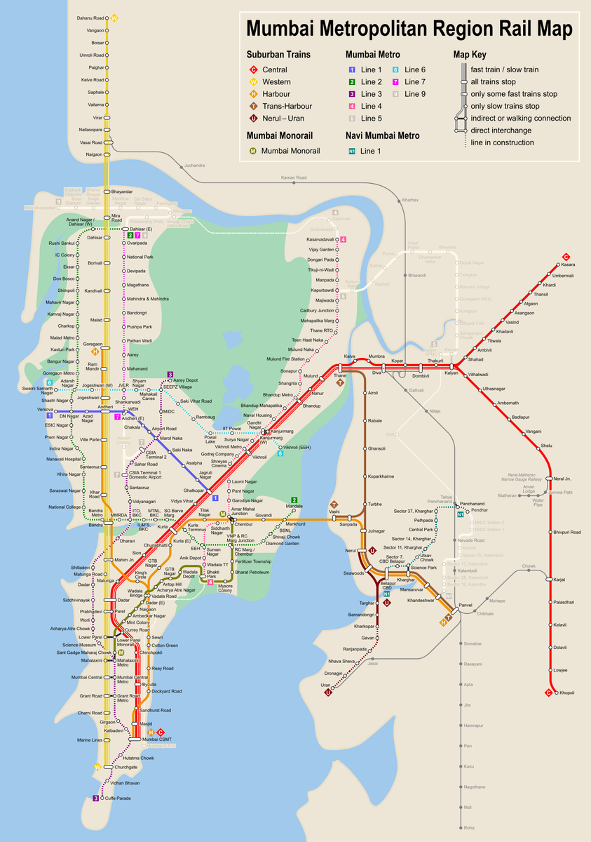 Схема метрополитена Мумбаи.