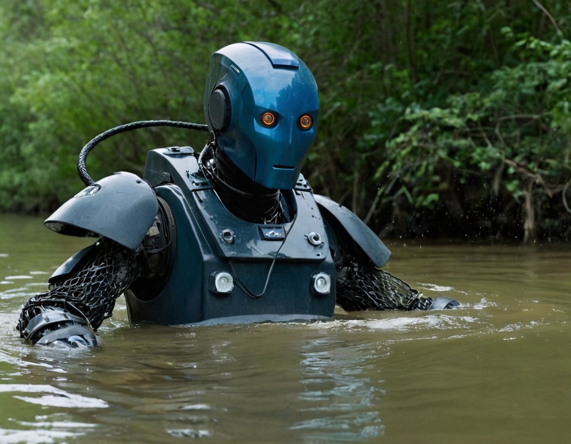 Пытался нарисовать робота для работы в воде, с помощью искусственного разума