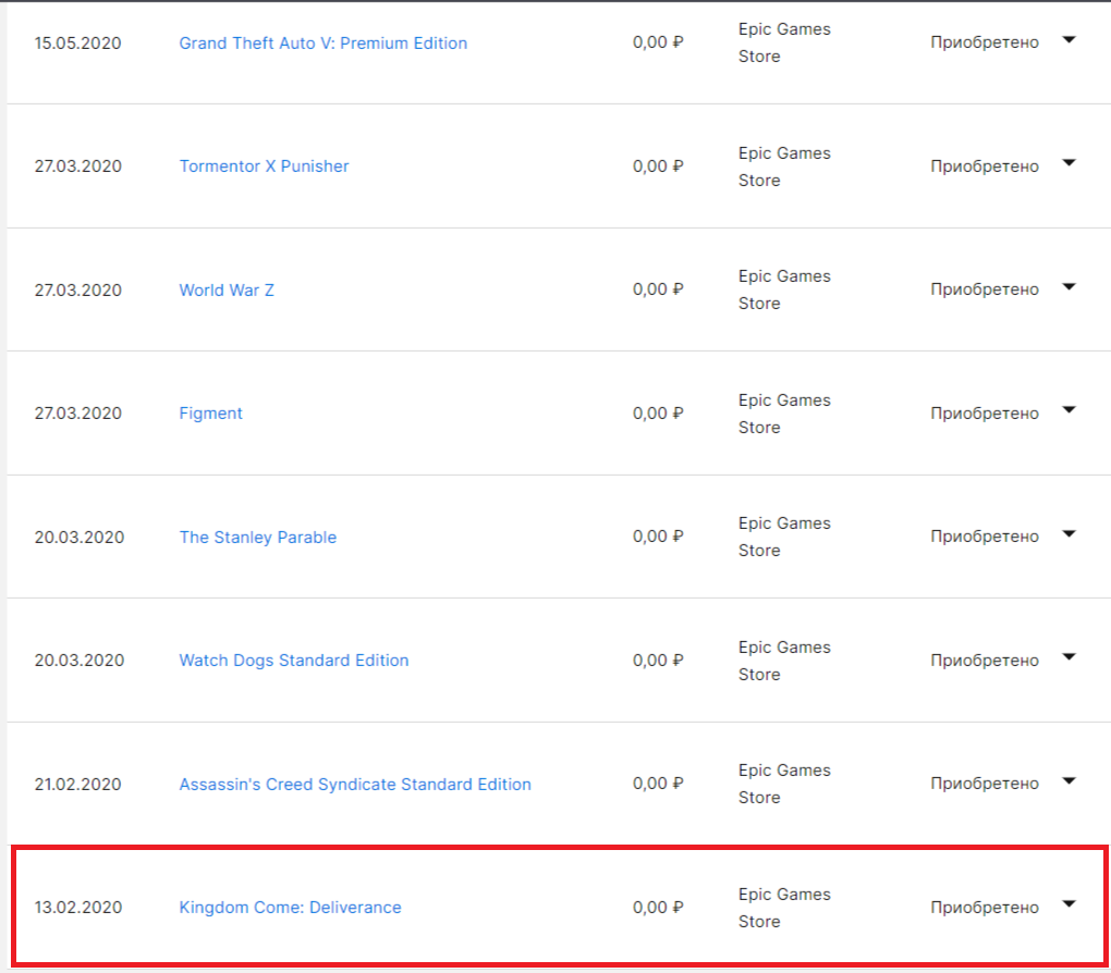 Транзакции моего аккаунта — всё по 0 рублей