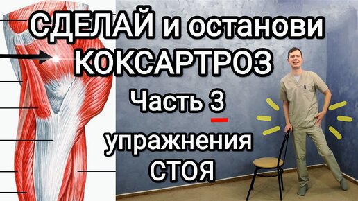 Сделай и останови КОКСАРТРОЗ. Часть 3/ Упражнения СТОЯ /из-за этой мышцы проблемы в тазу и спине