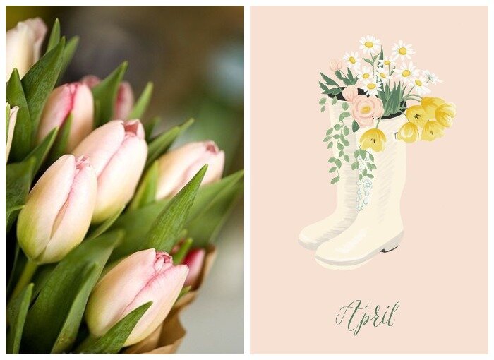 Апрель. Иллюстрации взяты в открытых источниках в сети. Коллажи авторские.