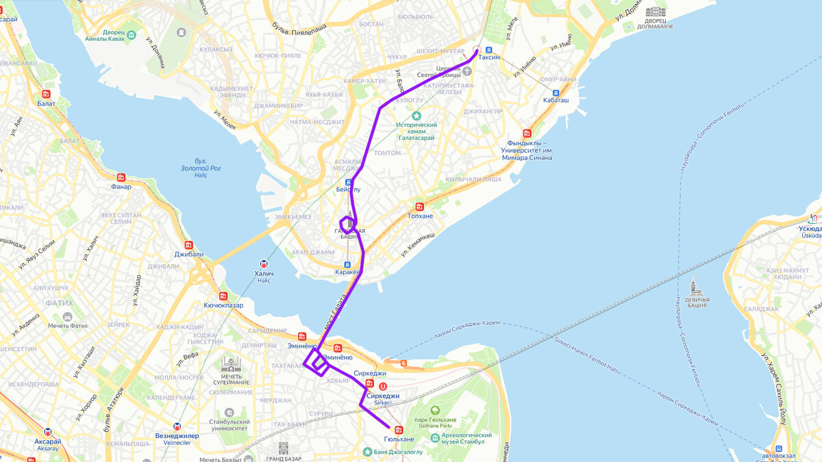 Мой пеший маршрут от хостела до пл.Таксим, думаю прошла около 5 км.