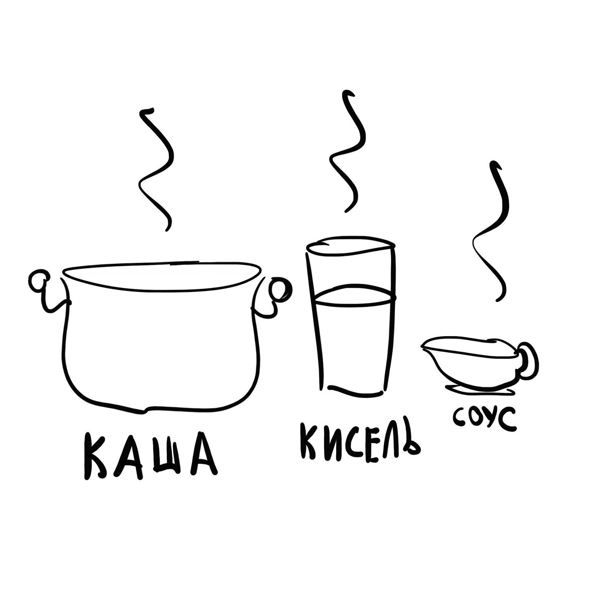 Каша, кисель и соус