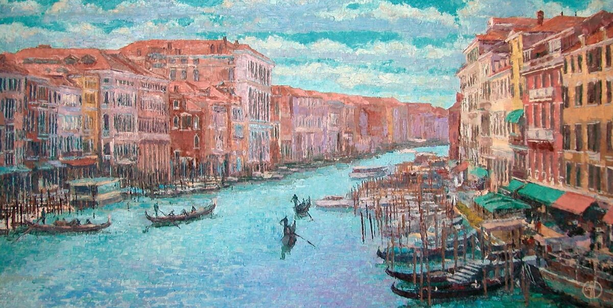 Венеция, пять часов вечера. 2011г.  40 х 80 см. масло, мастихин