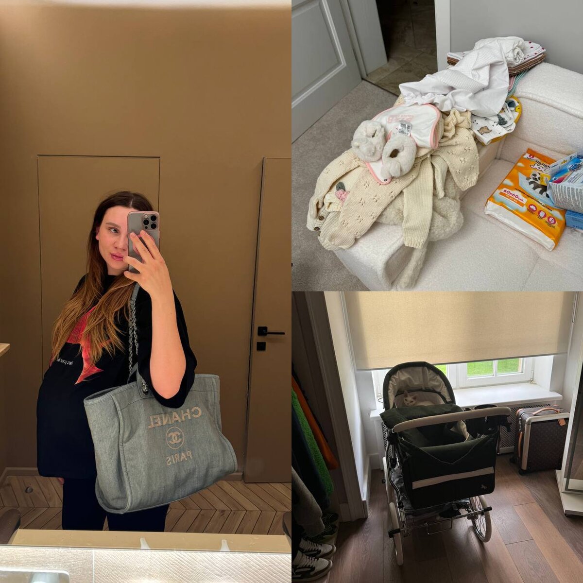 Девушка уже приобрела всё необходимое для малыша. Скорее всего, предполагаемая дата родов начало или середина мая