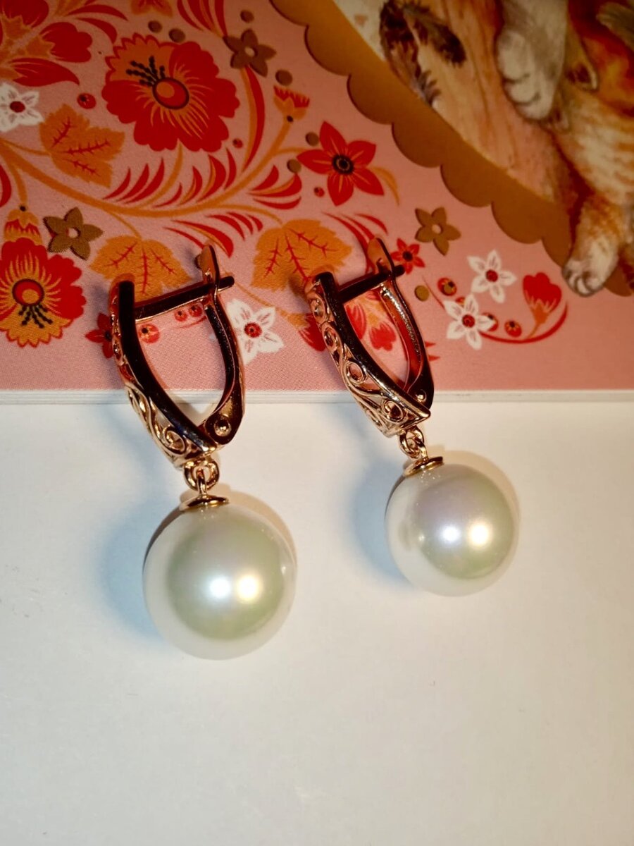 Серьги завода "Красная Пресня" в позолоте с жемчугом