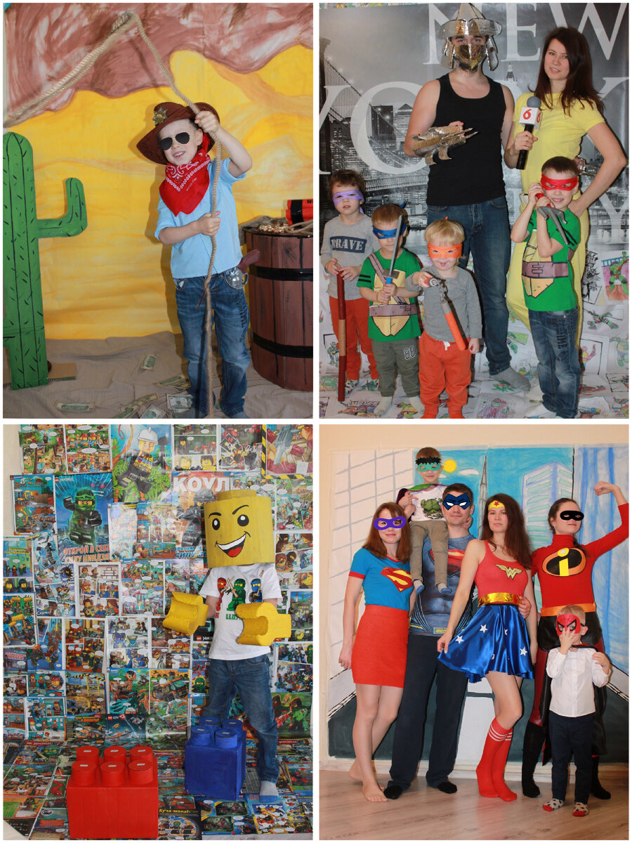 Часть наших тематических фотозон из подручных материалов. Кто сказал, что на празднике должно быть весело только детям?