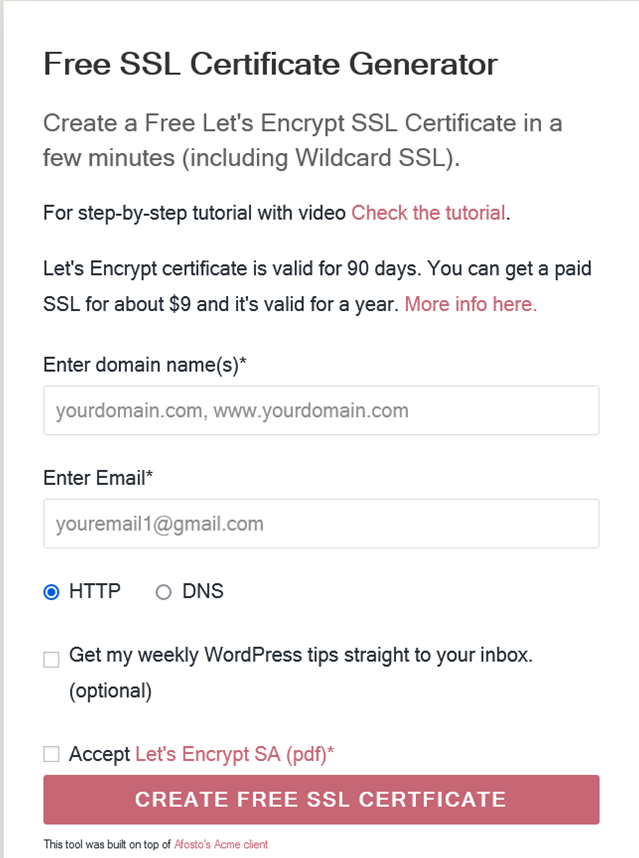 Выдача ssl-сертификата Lets Encrypt через web-сайт. Шаг 1.