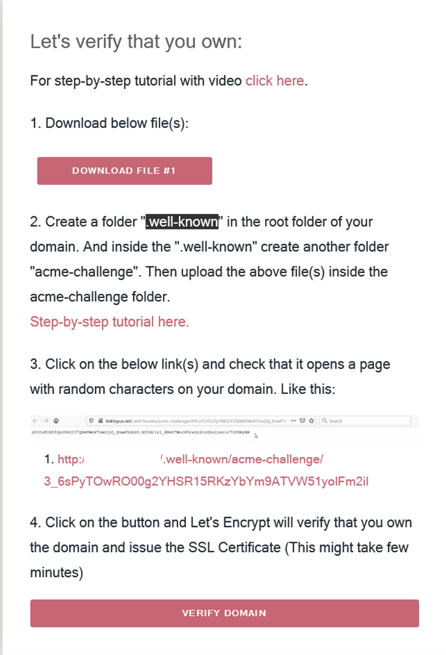 Выдача ssl-сертификата Lets Encrypt через web-сайт. Шаг 2.