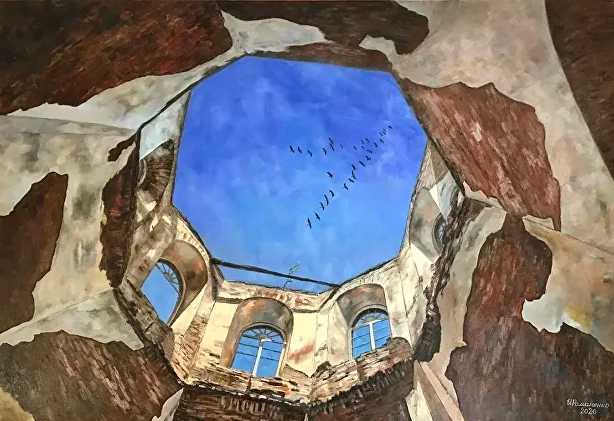 Окно в небеса Источник https://irinaromanenko.com/ru/artist_bio
