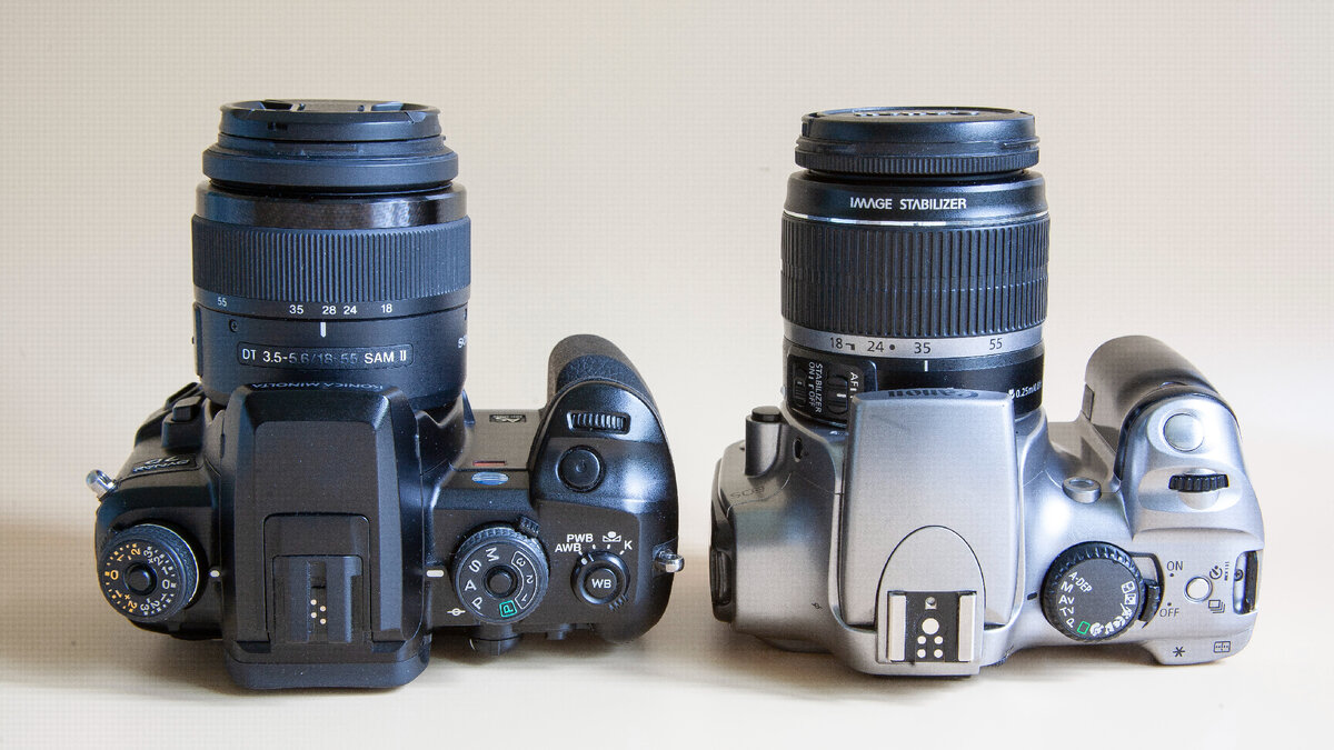 Konica Minolta Dynax 7D и Canon EOS Kiss Digital